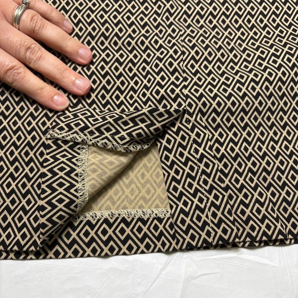 Lulu-B Womens Tan Black‎ Geometric Diamond Print Stretch Pull On Skirt Size 2